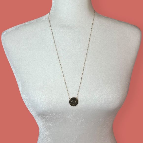 ♐️ GOLD FILL SAGITTARIUS DISC NECKLACE ETSY GOLD CRUSH JEWELRY 18" CHAIN - Picture 3 of 7